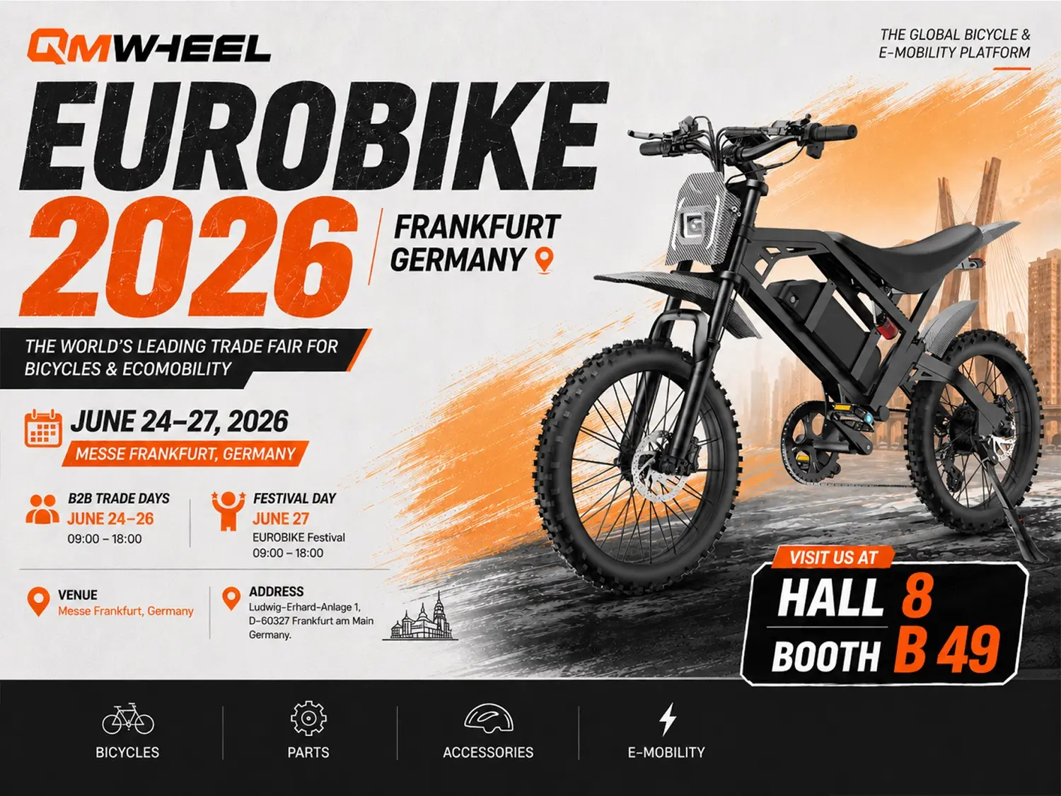 QMWHEEL, EUROBIKE 2026'da Y&uuml;ksek Performanslı Yağ Lastiği E-Bisikletlerini Sergileyecek
